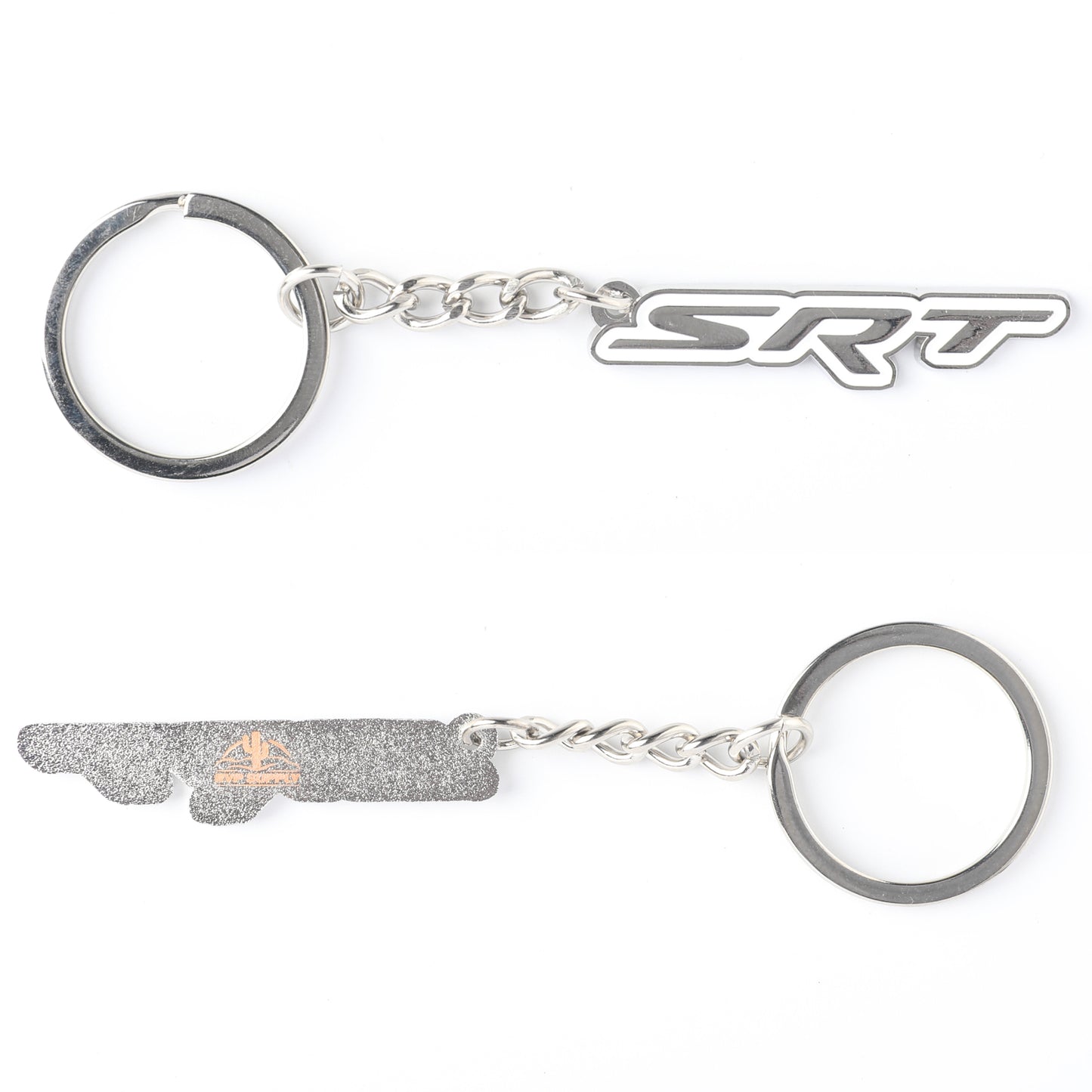 SRT & SRT Hellcat Key Chain - Black/White Metal Finish with White Outline - Perfect Key Fob Accessory - Accessories