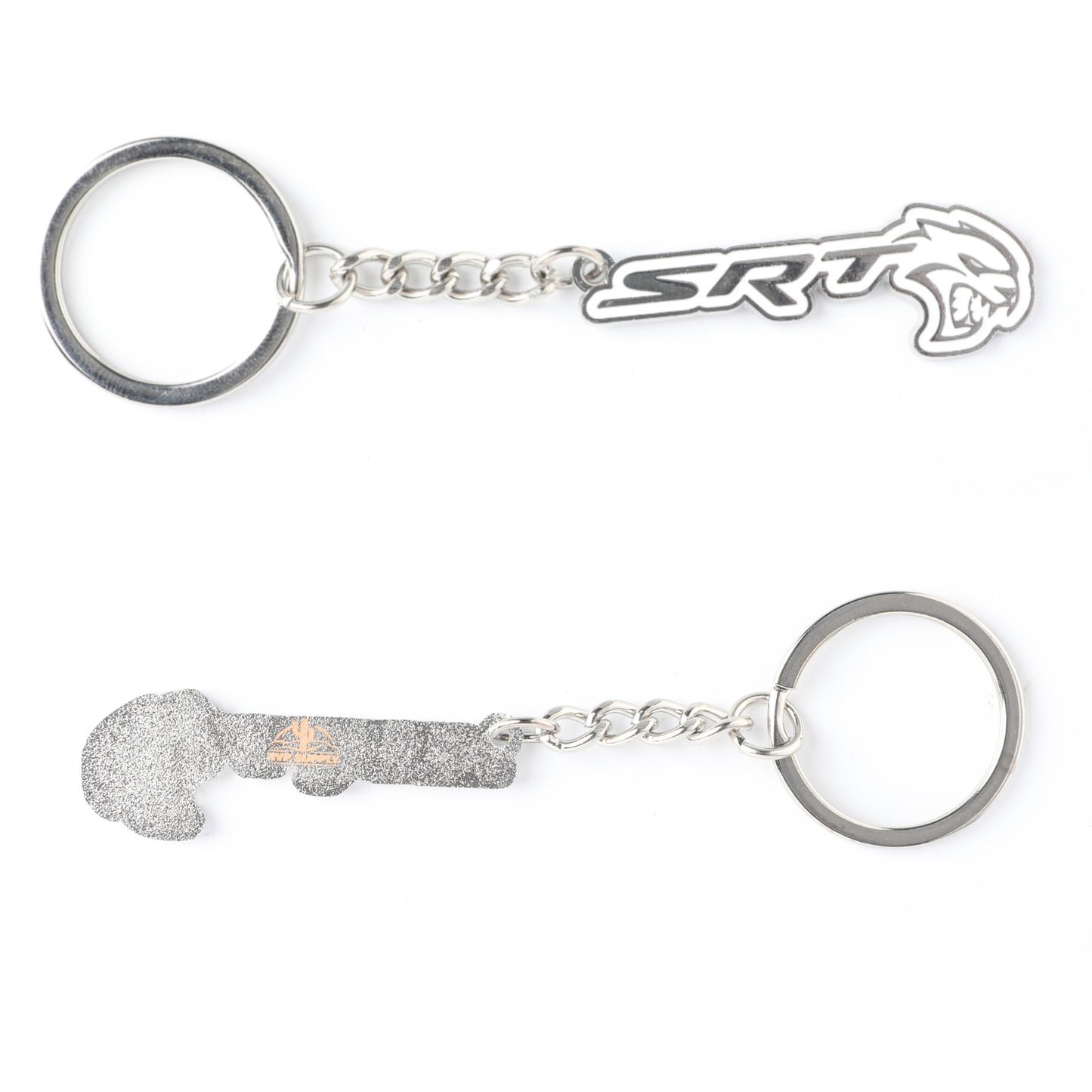 SRT & SRT Hellcat Key Chain - Black/White Metal Finish with White Outline - Perfect Key Fob Accessory - Accessories