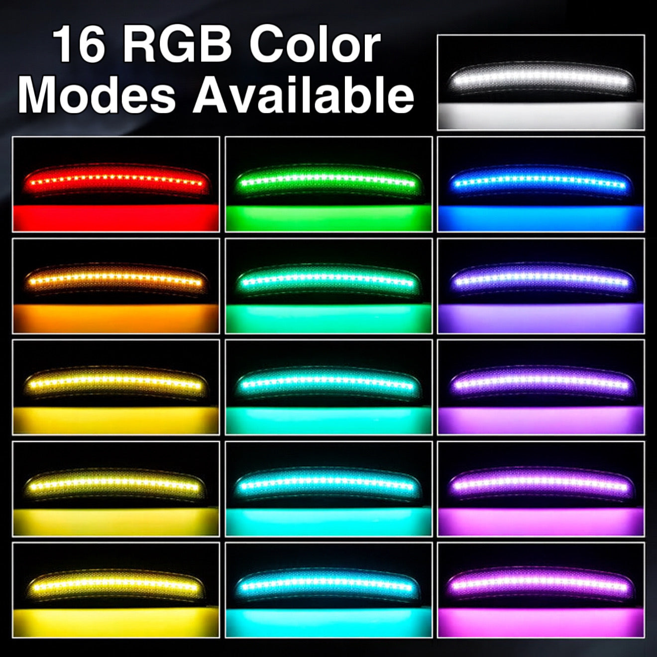 RGB LED Side Marker Lights – Fits Dodge Charger & Challenger (2015–2023) | Remote Controlled, Plug & Play