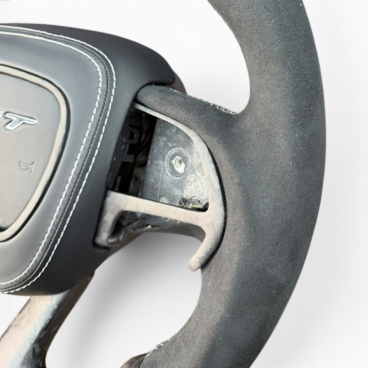 Matte Forged Carbon Fiber & Alcantara LED Flat-Bottom Steering Wheel