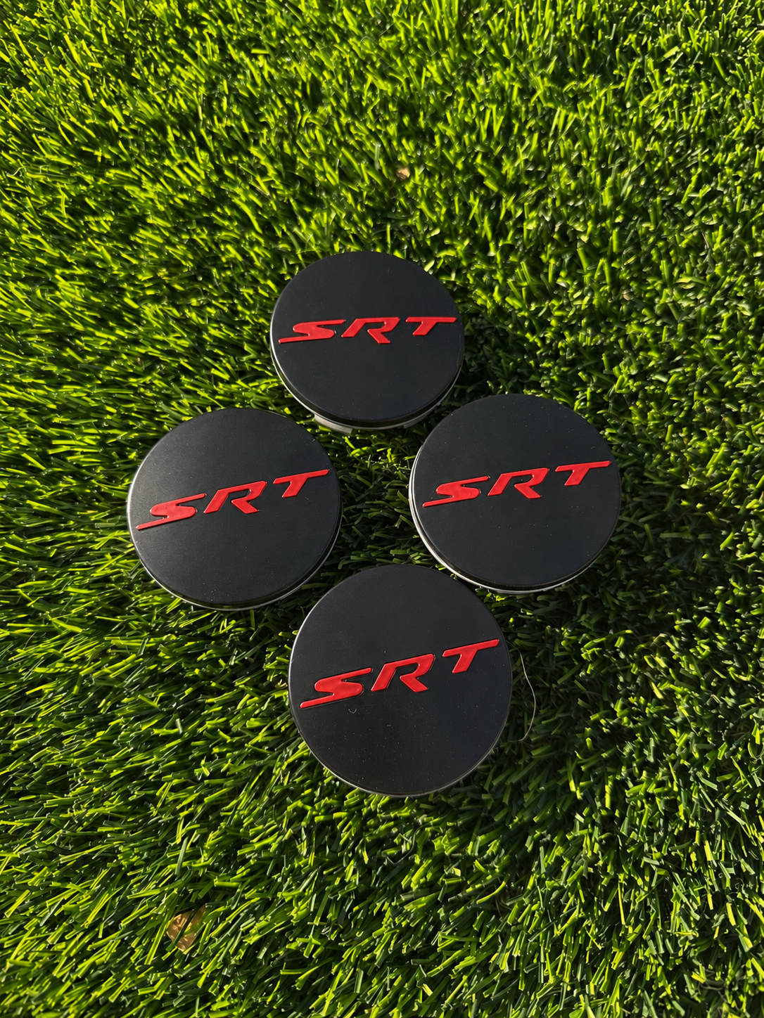 Matte Black SRT Wheel Center Caps – 63mm (Set of 4)