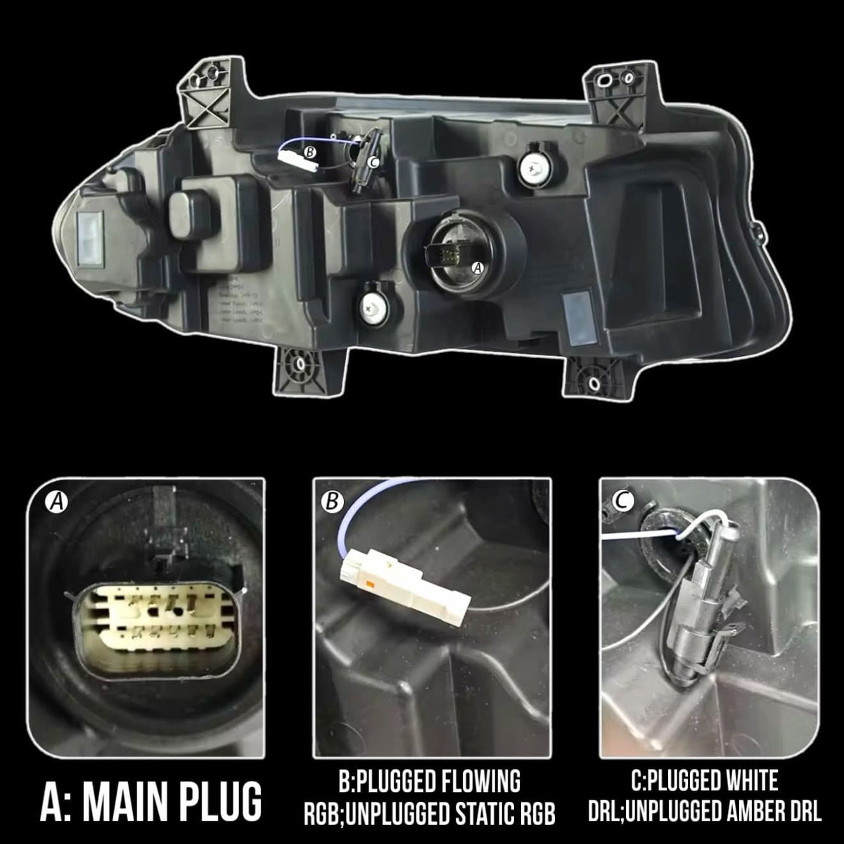 Phantom Series LED Headlights for Dodge Charger (2015-2023) – Sequential Turn Signal, Quad Projector, Plug & Play