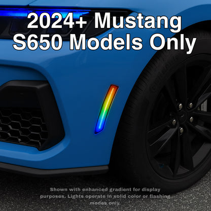 RVP Supply RGB LED Side Marker Lights 4-Pack Fits Ford Mustang S550 & S650 (2015–2024+) – EcoBoost, GT, Mach 1, GT500, GT350 Plug & Play Smoked Lens | Remote Controlled | 16 Color Options