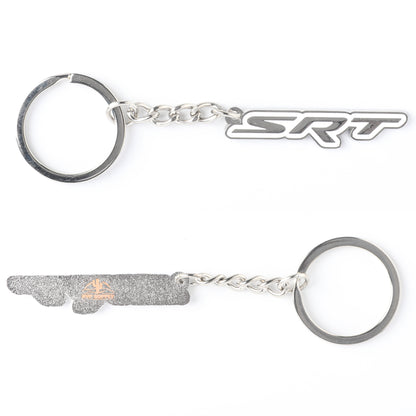 SRT & SRT Hellcat Key Chain - Black/White Metal Finish with White Outline - Perfect Key Fob Accessory - Accessories