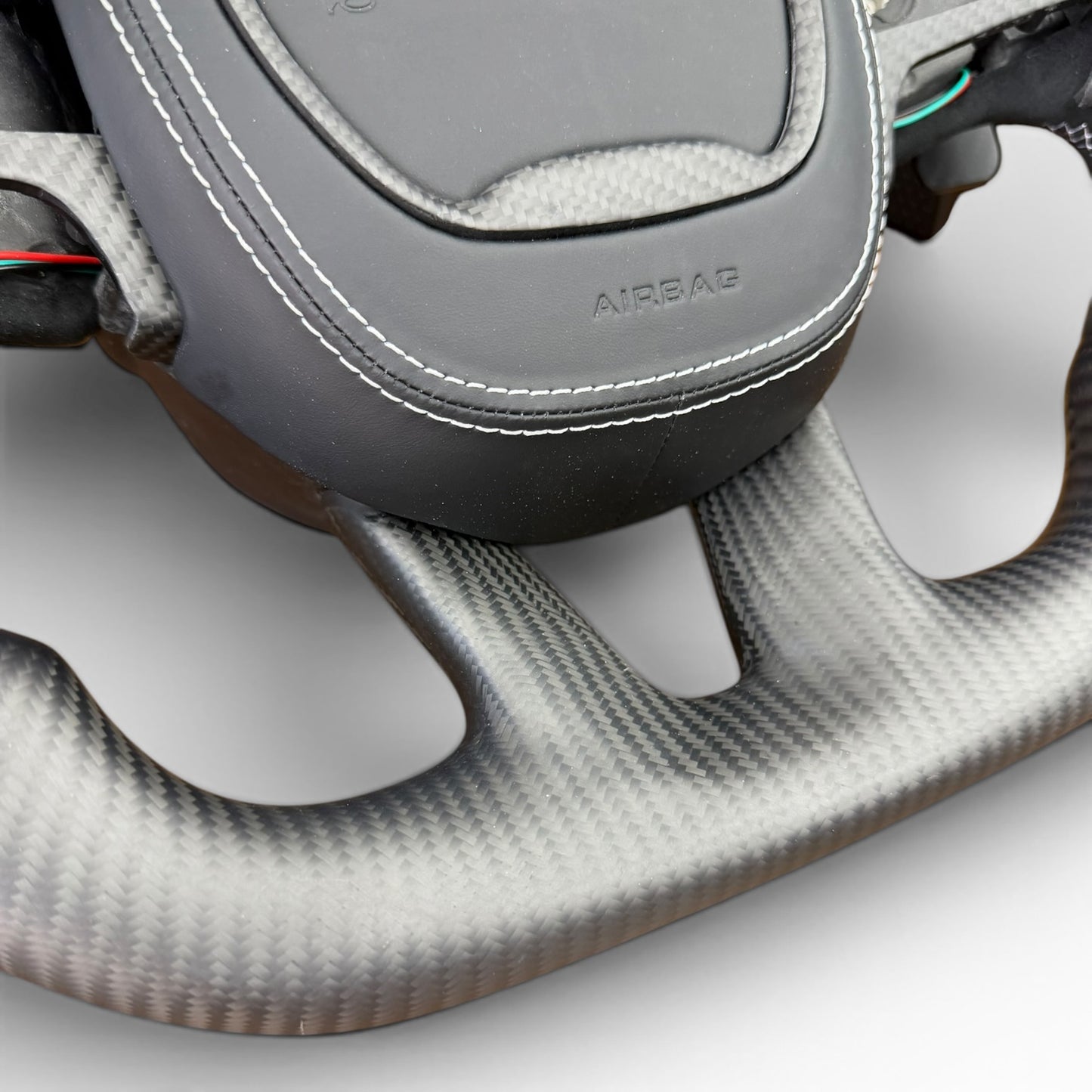 Matte Carbon Fiber & Alcantara Flat Bottom Steering Wheel with LED | Dodge Charger / Challenger / Chrysler 300 / Mopar (2015-2023)