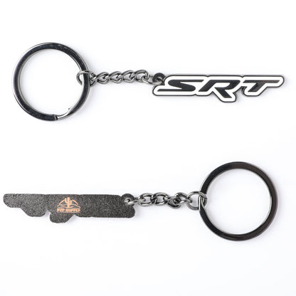 SRT & SRT Hellcat Key Chain - Black/White Metal Finish with White Outline - Perfect Key Fob Accessory - Accessories
