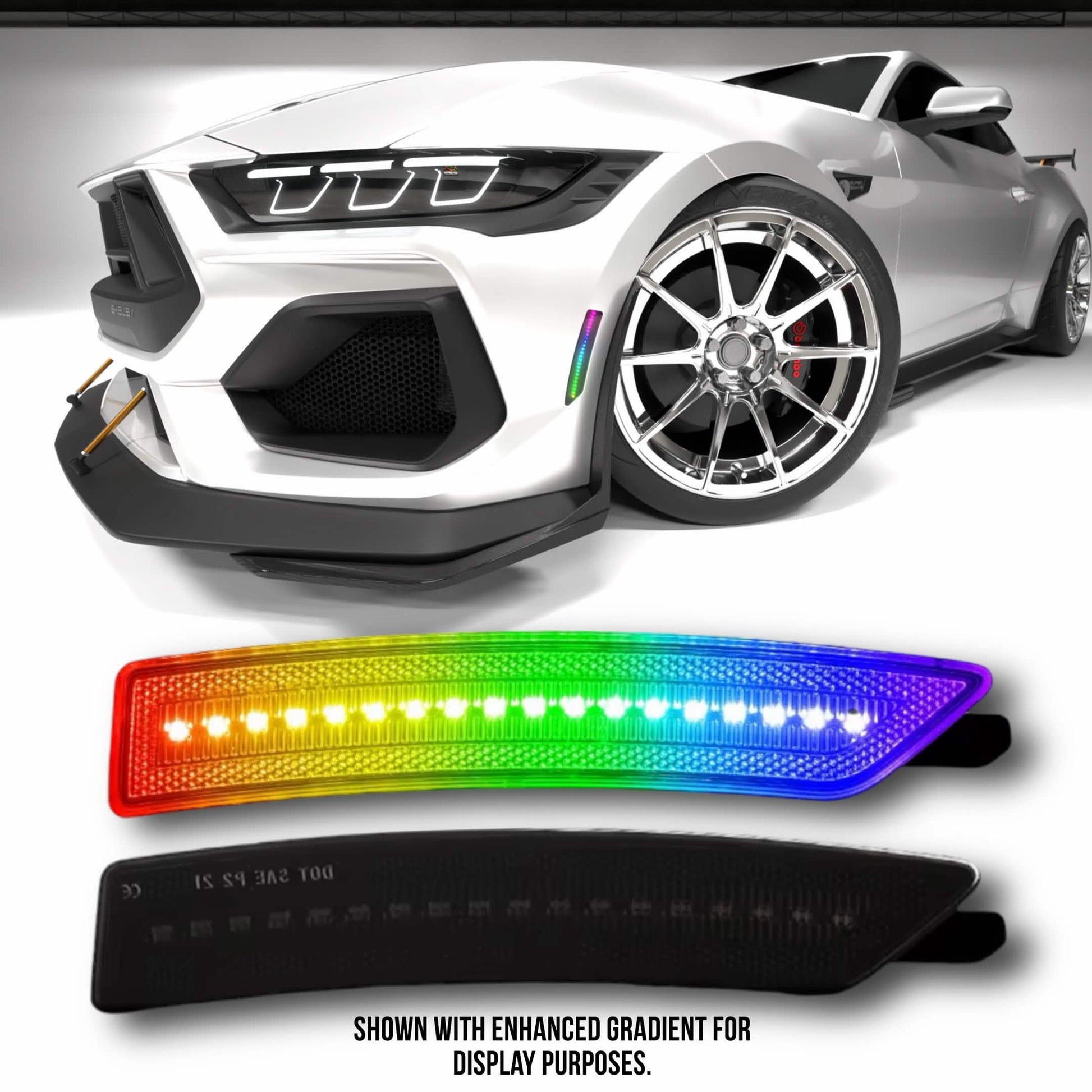 RGB Side Marker Lights for Ford Mustang S650 2024+ Smoked