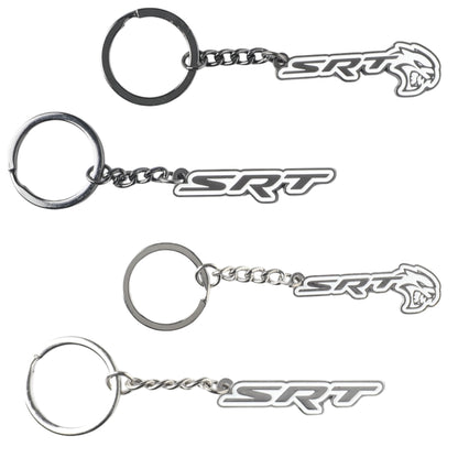 SRT & SRT Hellcat Key Chain - Black/White Metal Finish with White Outline - Perfect Key Fob Accessory - Accessories