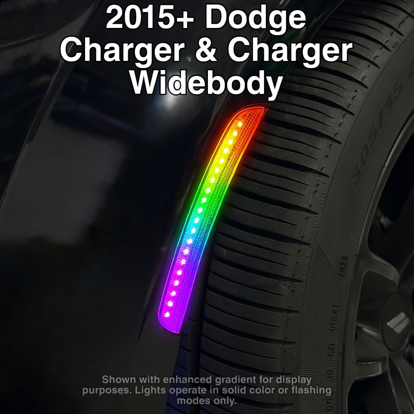 RGB LED Side Marker Lights – Fits Dodge Charger & Challenger (2015–2023) | Remote Controlled, Plug & Play