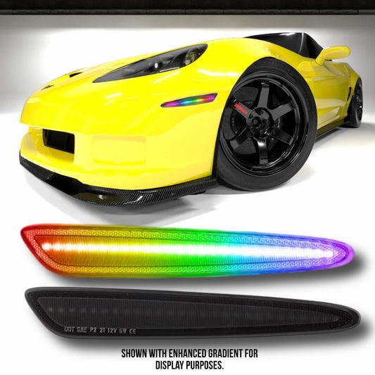 RGB Side Marker Lights for Corvette C6 2005-2013 Smoked Lens