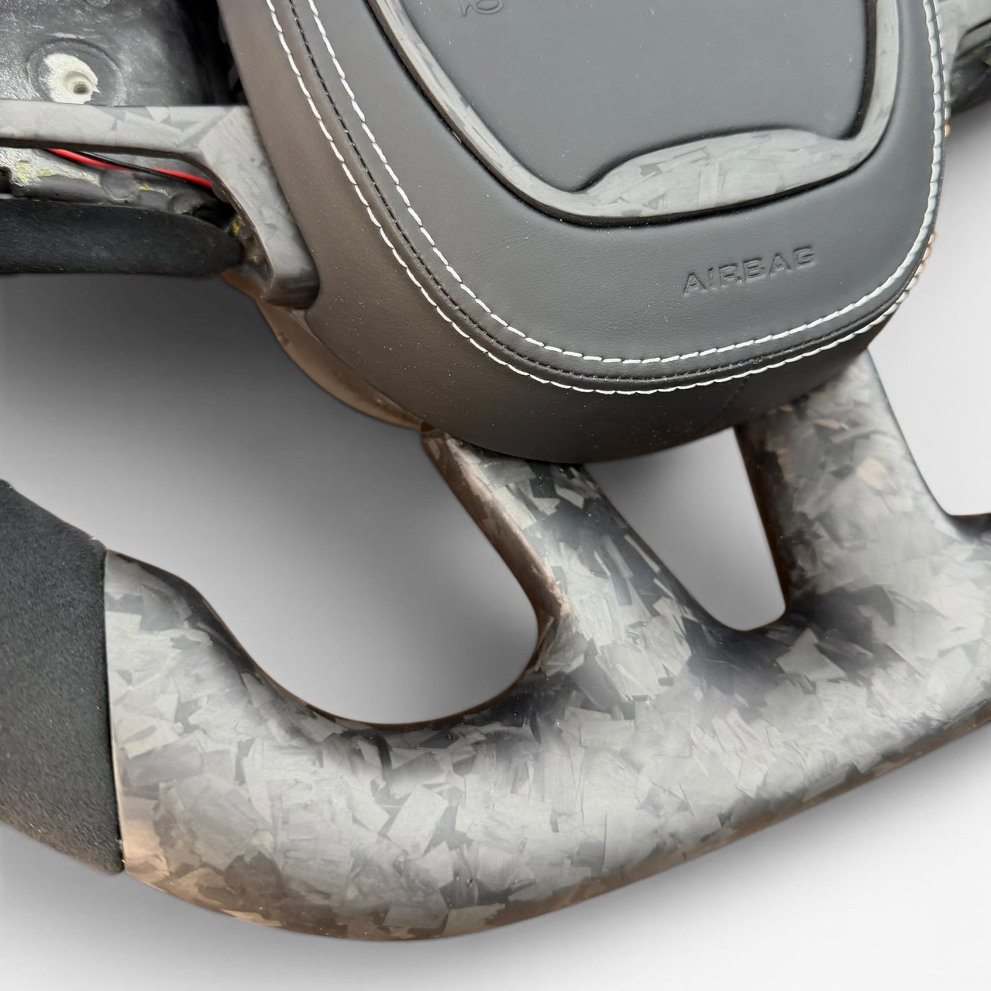 Matte Forged Carbon Fiber & Alcantara Flat Bottom Steering Wheel with LED | Dodge Charger / Challenger / Chrysler 300 / Mopar (2015-2023)