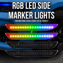 RVP Supply RGB LED Side Marker Lights 4-Pack Fits Ford Mustang S550 & S650 (2015–2024+) – EcoBoost, GT, Mach 1, GT500, GT350 Plug & Play Smoked Lens | Remote Controlled | 16 Color Options