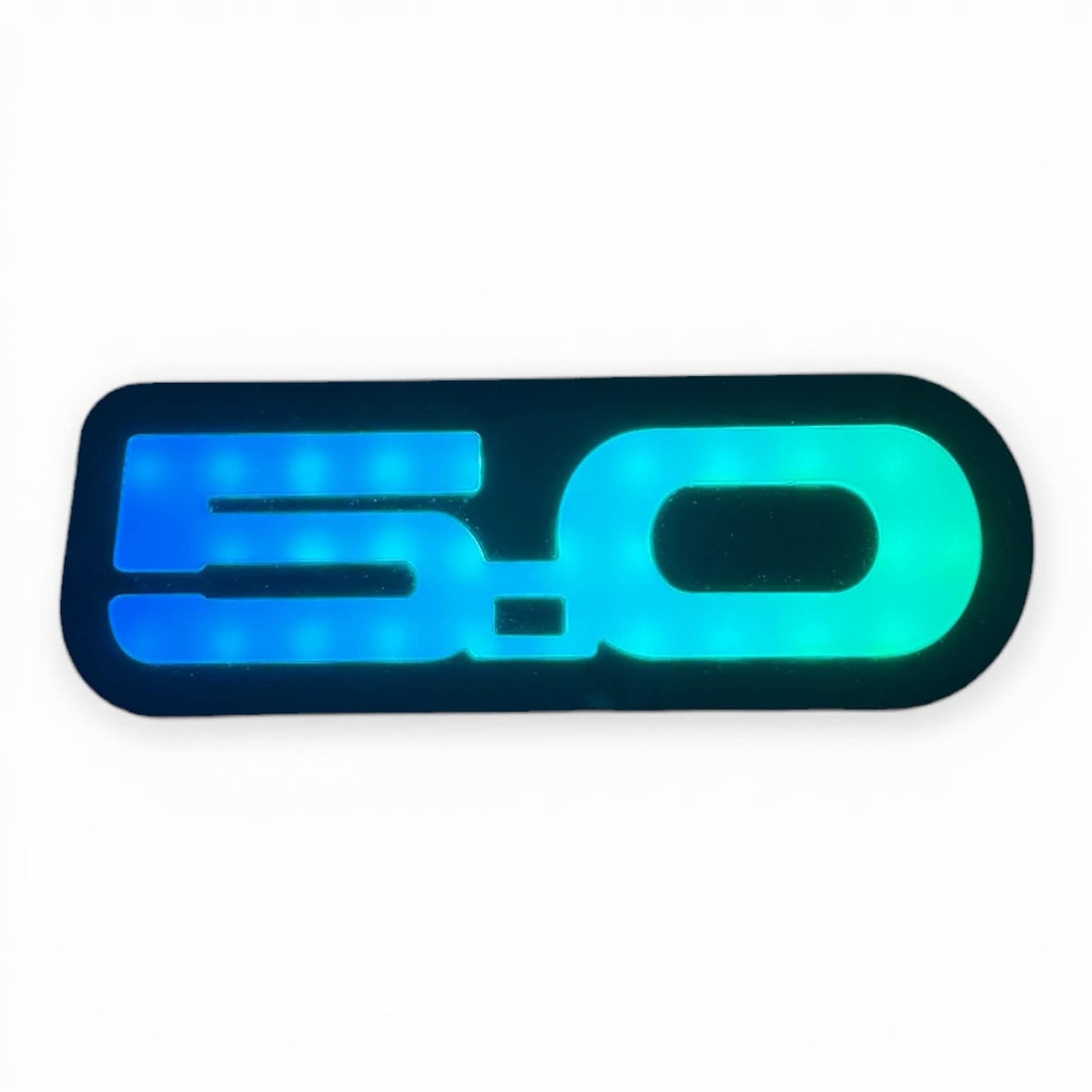 Ford Mustang 5.0 LED Badge – Blue Teal