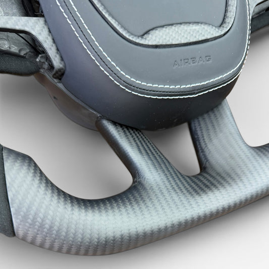 Matte Carbon Fiber & Alcantara Flat Bottom Steering Wheel | Dodge Charger / Challenger / Chrysler 300 / Mopar (2015-2023)