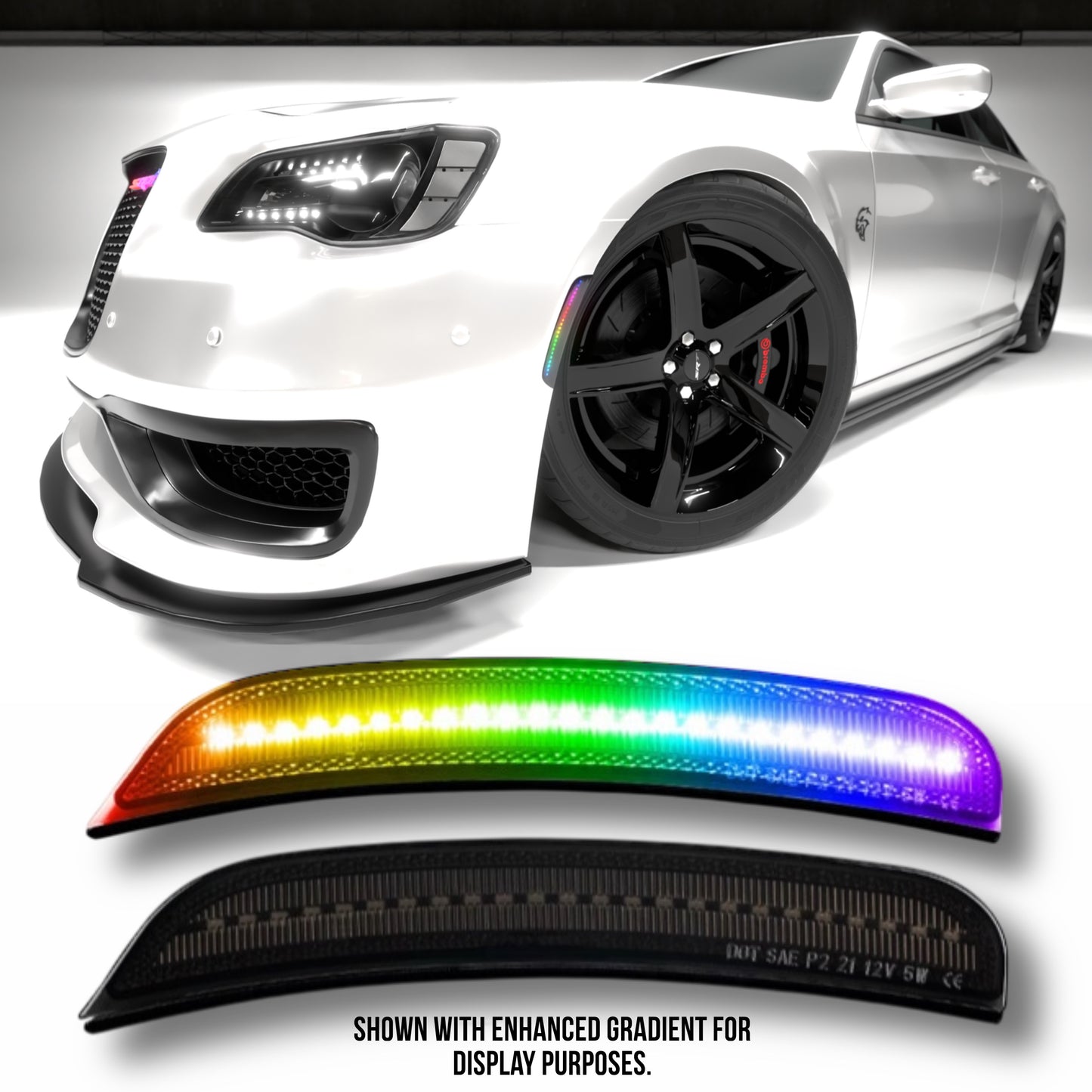 RGB Side Marker Lights for Chrysler 300 (2015–2023) – Smoked Lens, Remote Control, Set of 4