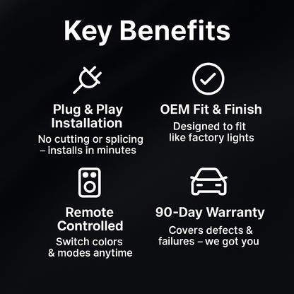 RGB LED Side Marker Lights – Fits Dodge Charger & Challenger (2015–2023) | Remote Controlled, Plug & Play