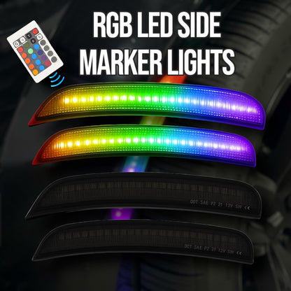 RGB LED Side Marker Lights – Fits Dodge Charger & Challenger (2015–2023) | Remote Controlled, Plug & Play