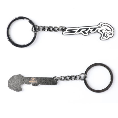SRT & SRT Hellcat Key Chain - Black/White Metal Finish with White Outline - Perfect Key Fob Accessory - Accessories