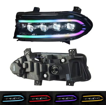 Phantom Series RGB LED Headlights for Dodge Charger (2015-2023) – Sequential Turn Signal, Quad Projector, Plug & Play