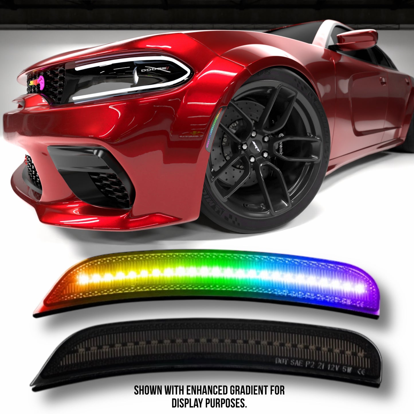 RGB Side Marker Lights for Dodge Charger (2015–2023) – Smoked Lens, Remote Control, Set of 4