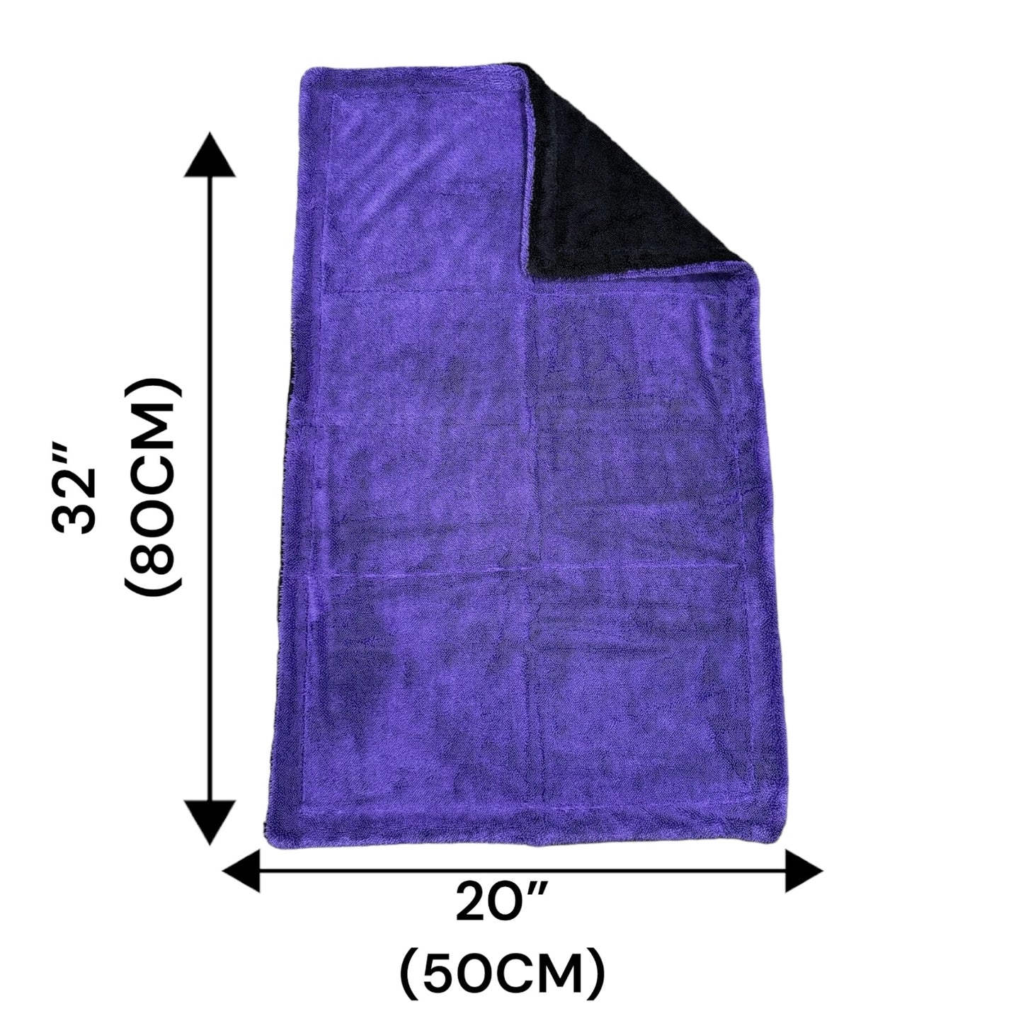 RVP Supply Grey/Purple Large Twisted Loop Drying Towel Super Absorbent For Car Detailing 1600GSM touchless car