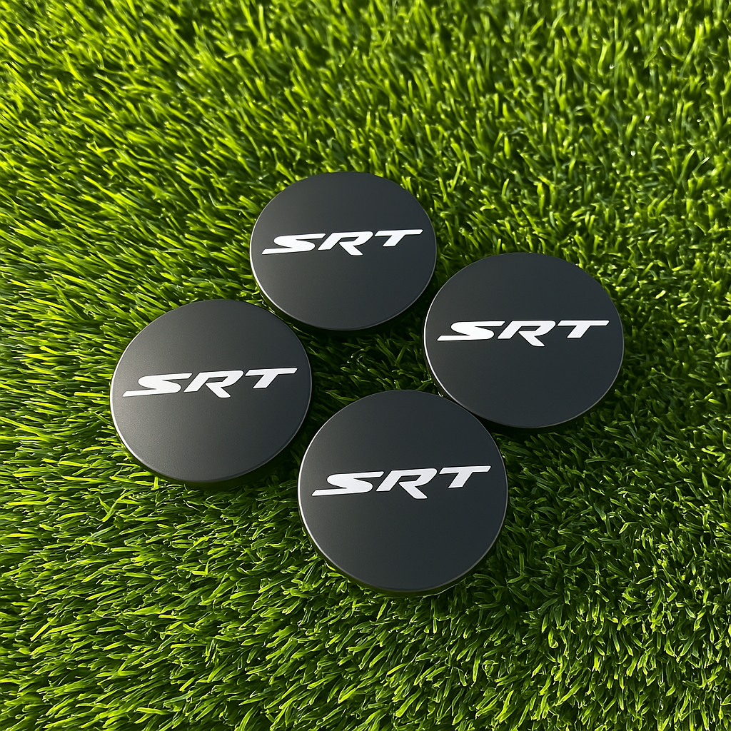 Matte Black SRT Wheel Center Caps – 63mm (Set of 4)