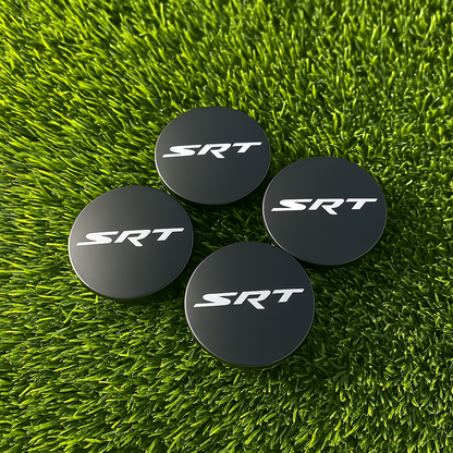 Matte Black SRT Wheel Center Caps – 63mm (Set of 4)