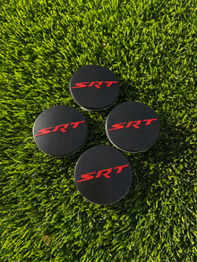 Matte Black SRT Wheel Center Caps – 63mm (Set of 4)