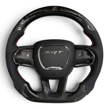 Gloss Carbon Fiber & Perforated Leather LED Flat-Bottom Steering Wheel