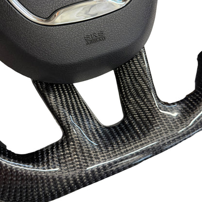 Gloss Carbon Fiber & Perforated Leather LED Flat-Bottom Steering Wheel