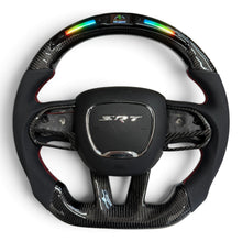 Gloss Carbon Fiber & Perforated Leather LED Flat-Bottom Steering Wheel