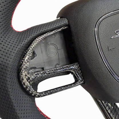 Gloss Carbon Fiber & Perforated Leather Flat-Bottom Steering Wheel