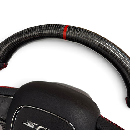 Gloss Carbon Fiber & Perforated Leather Flat-Bottom Steering Wheel