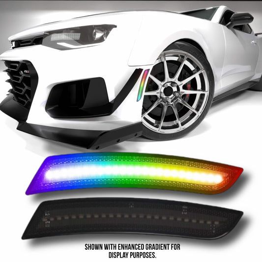 RGB Side Marker Lights for Chevy Camaro Smoked Lens Rainbow